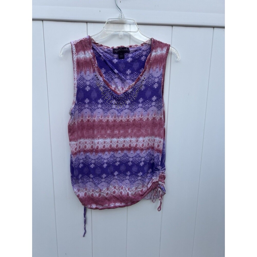 GLORIA VANDERBILT Womens Large Embellished Tank Top Ruched Sides